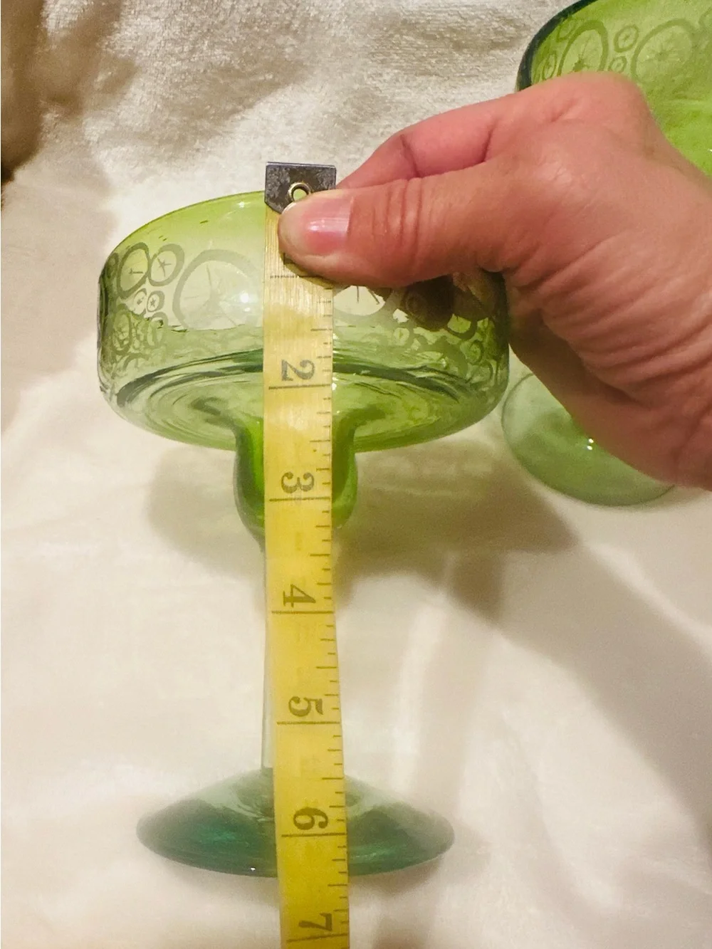 Authentic Mexican Hand Blown Green Margarita Glasses Set of 2 Limes Barware